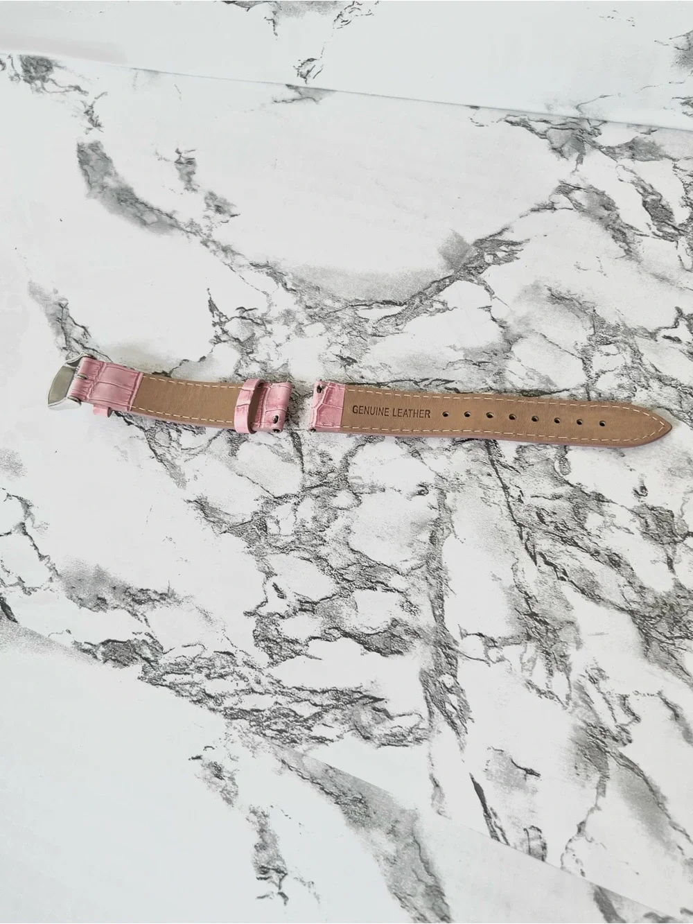 Watch Strap Pink Genuine Leather Croc EmbossedcPrint Replacement 18mm